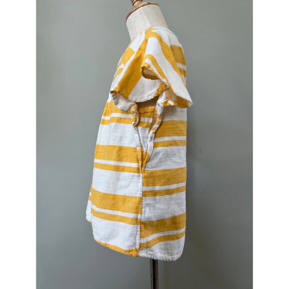 Girls Yellow & White Striped Blouse Top Shirt | Old Navy | sz S/P 6-7 - Picture 2 of 5